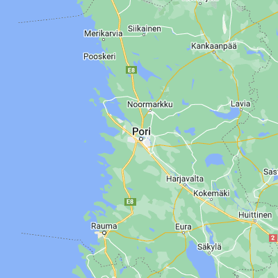 Map showing location of Pori (61.483330, 21.783330)