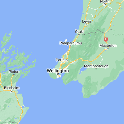 Map showing location of Porirua (-41.133330, 174.850000)