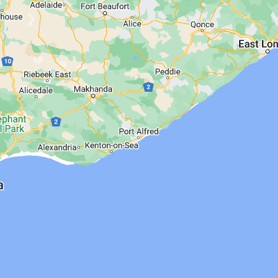 Map showing location of Port Alfred (-33.590570, 26.891040)