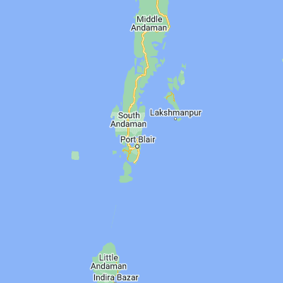 Map showing location of Port Blair (11.666670, 92.750000)