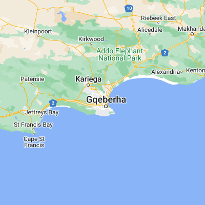 Map showing location of Port Elizabeth (-33.917990, 25.570070)