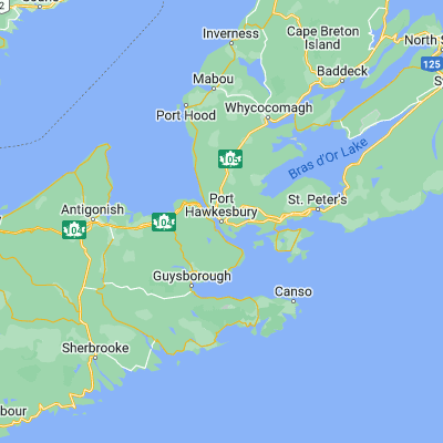 Map showing location of Port Hawkesbury (45.616850, -61.348530)