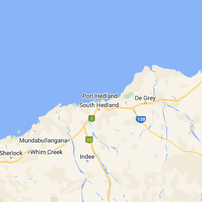 Map showing location of Port Hedland (-20.312150, 118.610590)