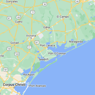 Map showing location of Port Lavaca (28.615000, -96.626090)