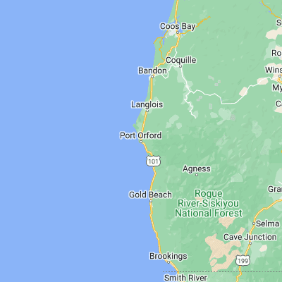 Map showing location of Port Orford (42.745660, -124.497330)