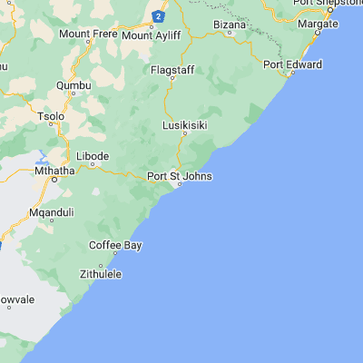 Map showing location of Port Saint John’s (-31.622910, 29.544770)