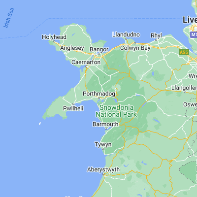 Map showing location of Porthmadog (52.929240, -4.131370)