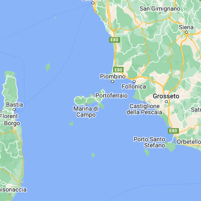Map showing location of Porto Azzurro (42.766920, 10.395720)