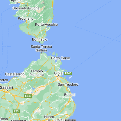 Map showing location of Porto Cervo (41.140630, 9.532670)