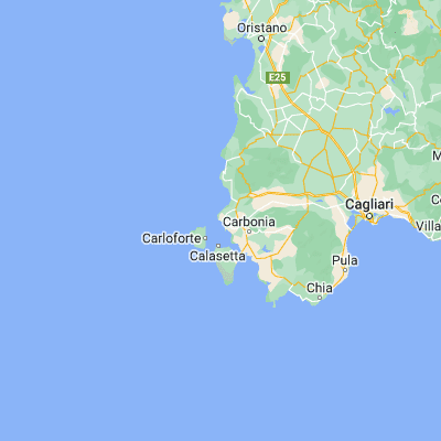Map showing location of Portoscuso (39.204720, 8.378890)