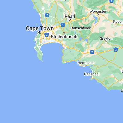 Map showing location of Pringle Bay (-34.350000, 18.816667)