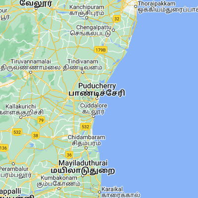 Map showing location of Puducherry (11.930000, 79.830000)