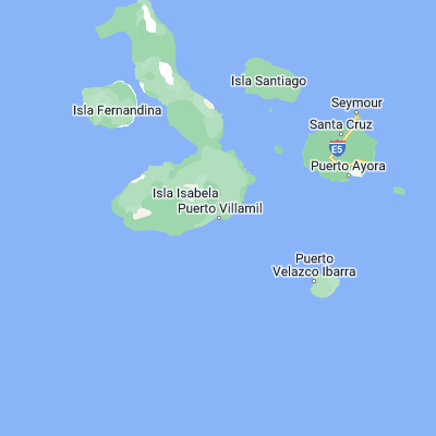 Map showing location of Puerto Villamil (-0.955420, -90.966540)