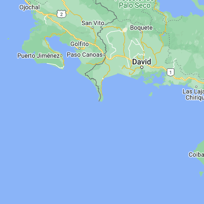 Map showing location of Punta de Burica (8.033330, -82.866670)