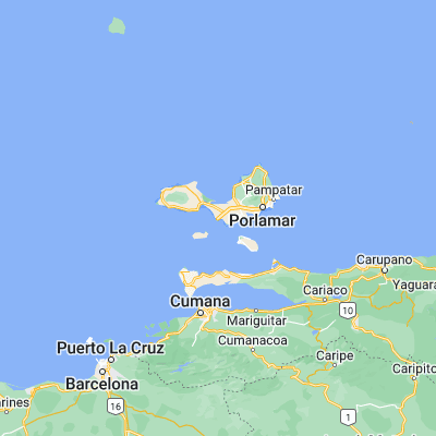 Map showing location of Punta de Piedras (10.901300, -64.096960)