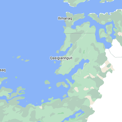 Map showing location of Qasigiannguit (68.819260, -51.192210)