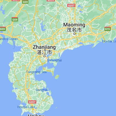 Map showing location of Qiantang (21.231580, 110.611880)