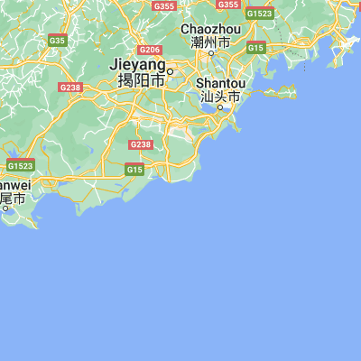 Map showing location of Qianzhan (22.944960, 116.434160)