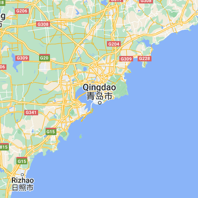 Map showing location of Qingdao (36.098610, 120.371940)
