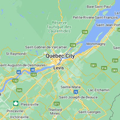 Map showing location of Québec (46.812280, -71.214540)