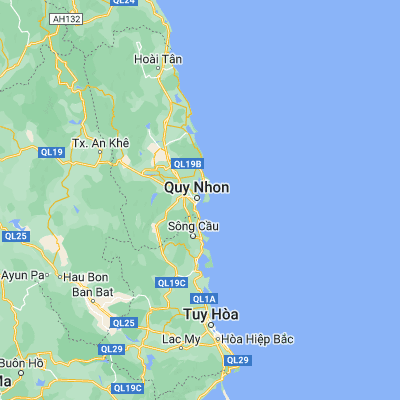 Map showing location of Quy Nhơn (13.766670, 109.233330)