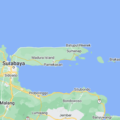 Map showing location of Raas (-7.124740, 113.600510)