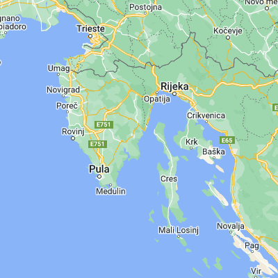Map showing location of Rabac (45.079440, 14.157500)