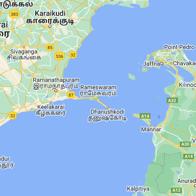 Map showing location of Rameswaram (9.288500, 79.312710)