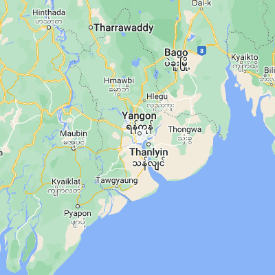 Map showing location of Rangoon (16.805280, 96.156110)