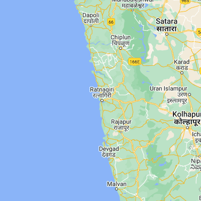 Map showing location of Ratnāgiri (16.983330, 73.300000)