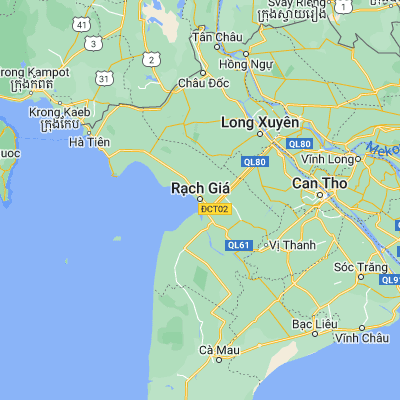 Map showing location of Rạch Giá (10.016670, 105.083330)