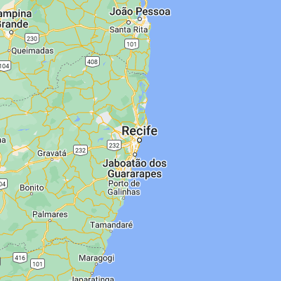 Map showing location of Recife (-8.053890, -34.881110)