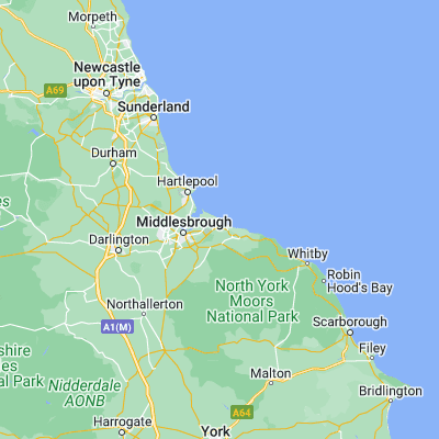 Map showing location of Redcar (54.616570, -1.059990)