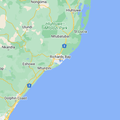 Map showing location of Richards Bay (-28.783010, 32.037680)
