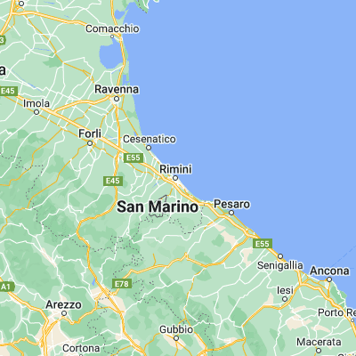 Map showing location of Rimini (44.063330, 12.580830)