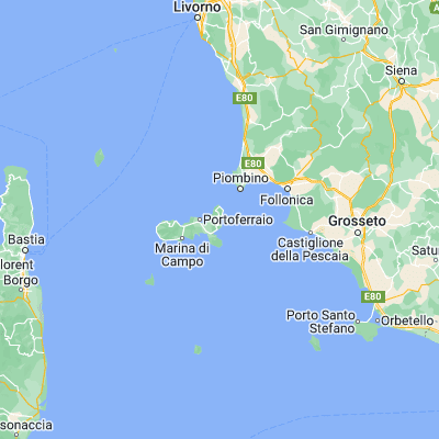 Map showing location of Rio Marina (42.813420, 10.426220)