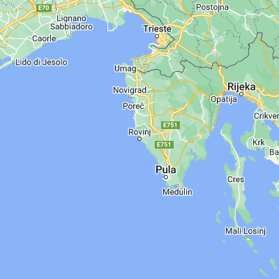 Map showing location of Rovinj (45.080000, 13.640000)