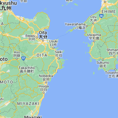 Map showing location of Saiki (32.950000, 131.900000)