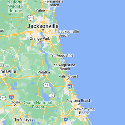 Map showing location of Saint Augustine South (29.842490, -81.314480)