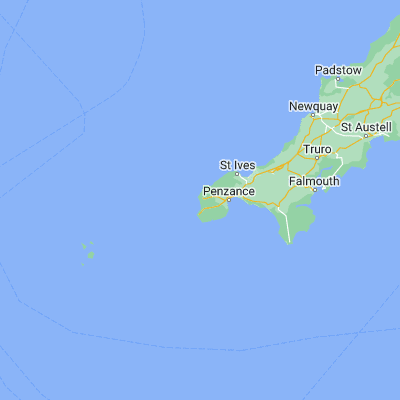Map showing location of Saint Just (50.116670, -5.700000)