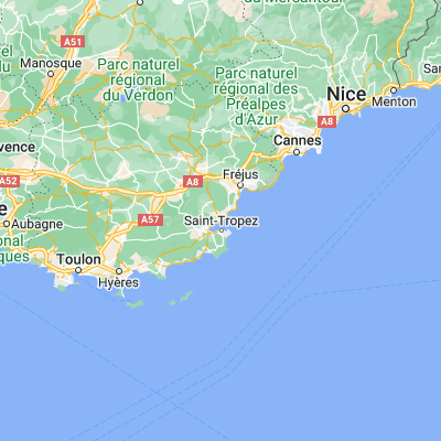 Map showing location of Sainte-Maxime (43.309070, 6.638490)
