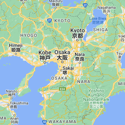 Map showing location of Ōsaka- (34.693740, 135.502180)