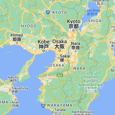 Map showing location of Sakai (34.583330, 135.466670)