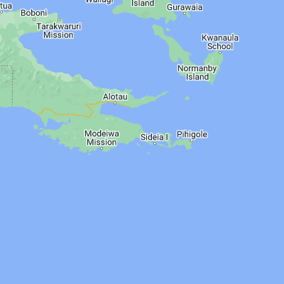Map showing location of Samarai (-10.616670, 150.666670)