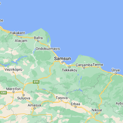 Map showing location of Samsun (41.286670, 36.330000)