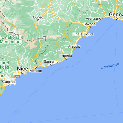 Map showing location of San Lorenzo al Mare (43.853780, 7.964060)