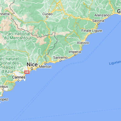 Map showing location of San Remo (43.817250, 7.777200)