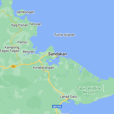 Map showing location of Sandakan (5.840200, 118.117900)