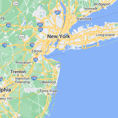 Map showing location of Sandy Hook (40.443160, -73.989860)
