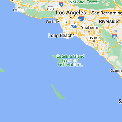 Map showing location of Santa Catalina Island (33.383360, -118.417580)